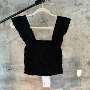 New Size XS Black MISA crop top blouse